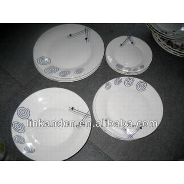 Haonai 18pcs hand made bulk white ceramic dinner plate sets